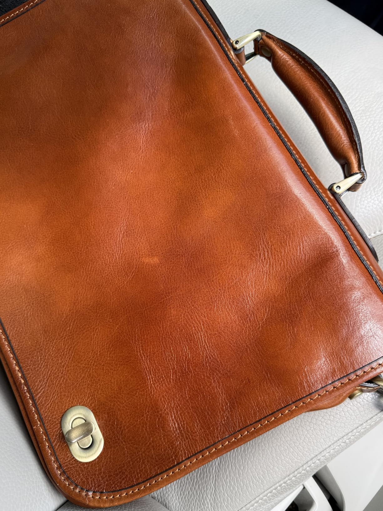 Time Resistance Leather Briefcase for Men - Italian Full Grain Leather Laptop Bag - Messenger Bag - Gift Box Included customer photo 2