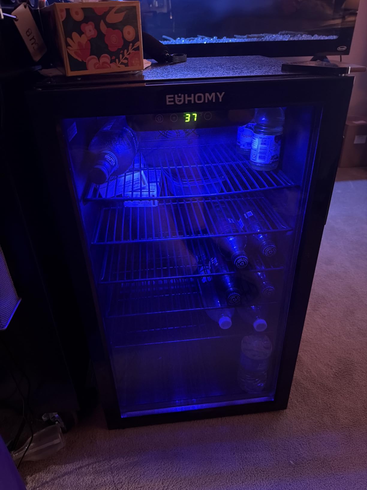 EUHOMY 145 Can Mini Fridge, 4.5 Cu.ft Beverage Refrigerator with Glass Door | 32F to 61F, Compressor Cooling, Digital Temperature Control, Adjustable Shelves, LED Light, 40 dB, Home Office Bar Use customer photo 1