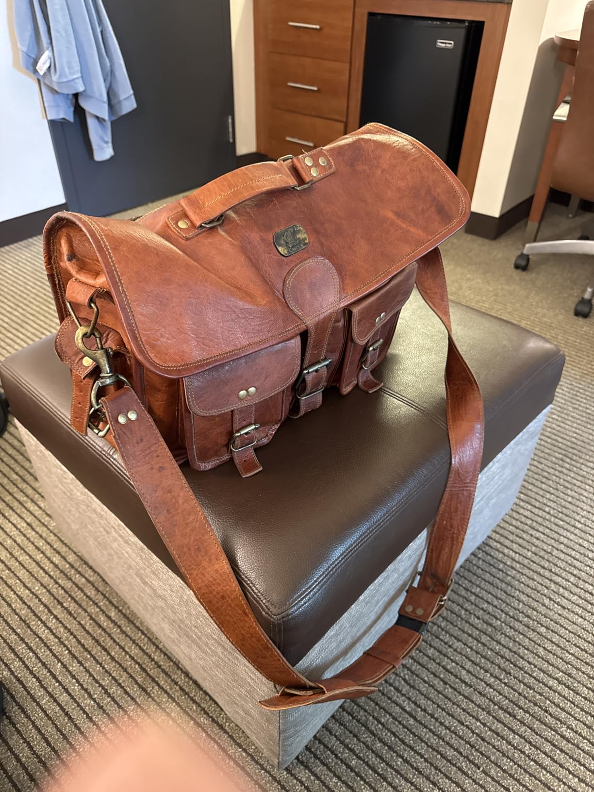 cuero Leather Messenger Bag for Men, 18 Inch Laptop Crossbody, Handmade Leather Shoulder Satchel Bag for Men, Full Grain Business Briefcase for Office/Work/Travel - Vintage Brown customer photo 2
