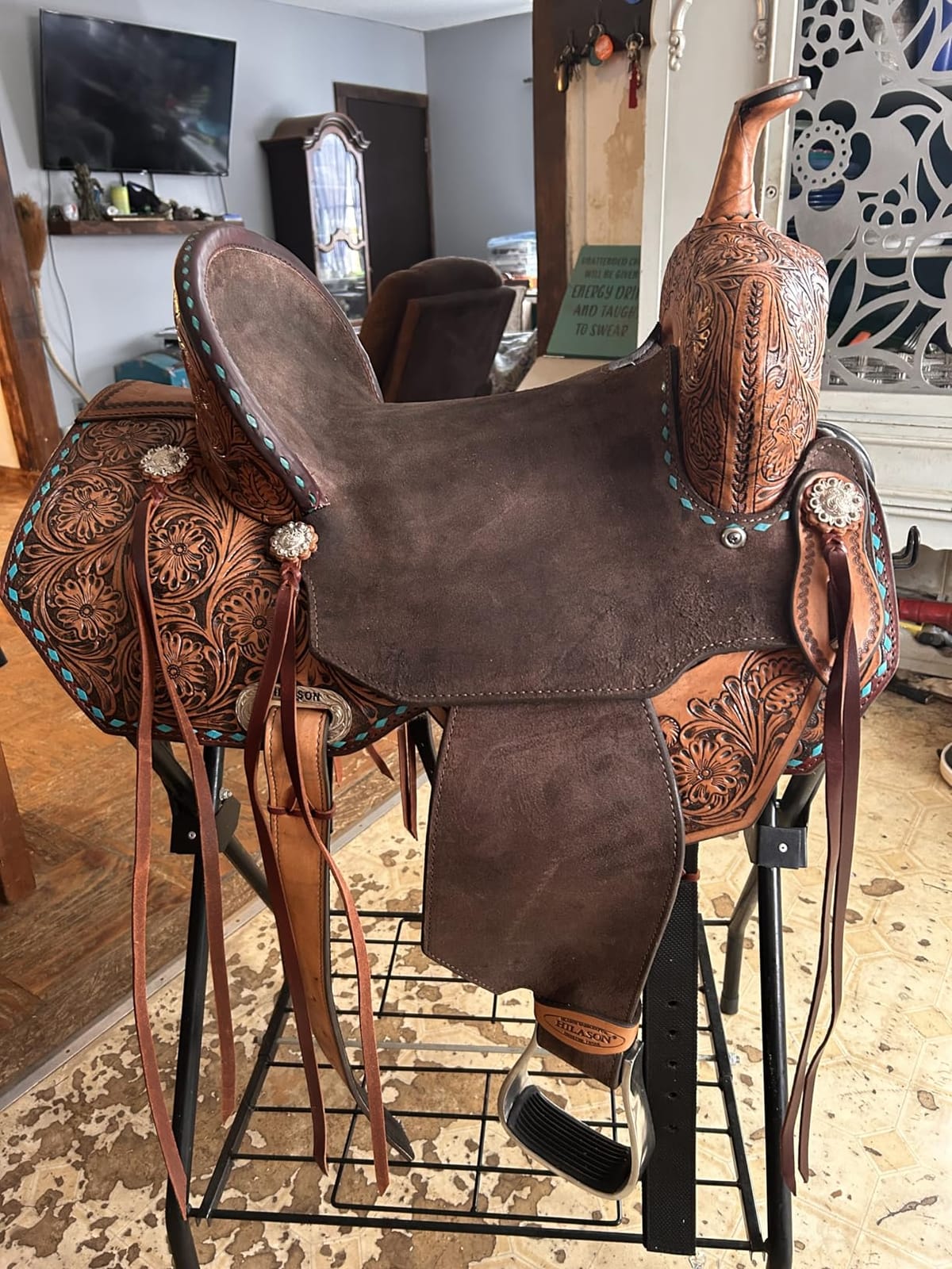 HILASON Flex Tree Western Horse Saddle in American Leather Barrel Trail customer photo 2