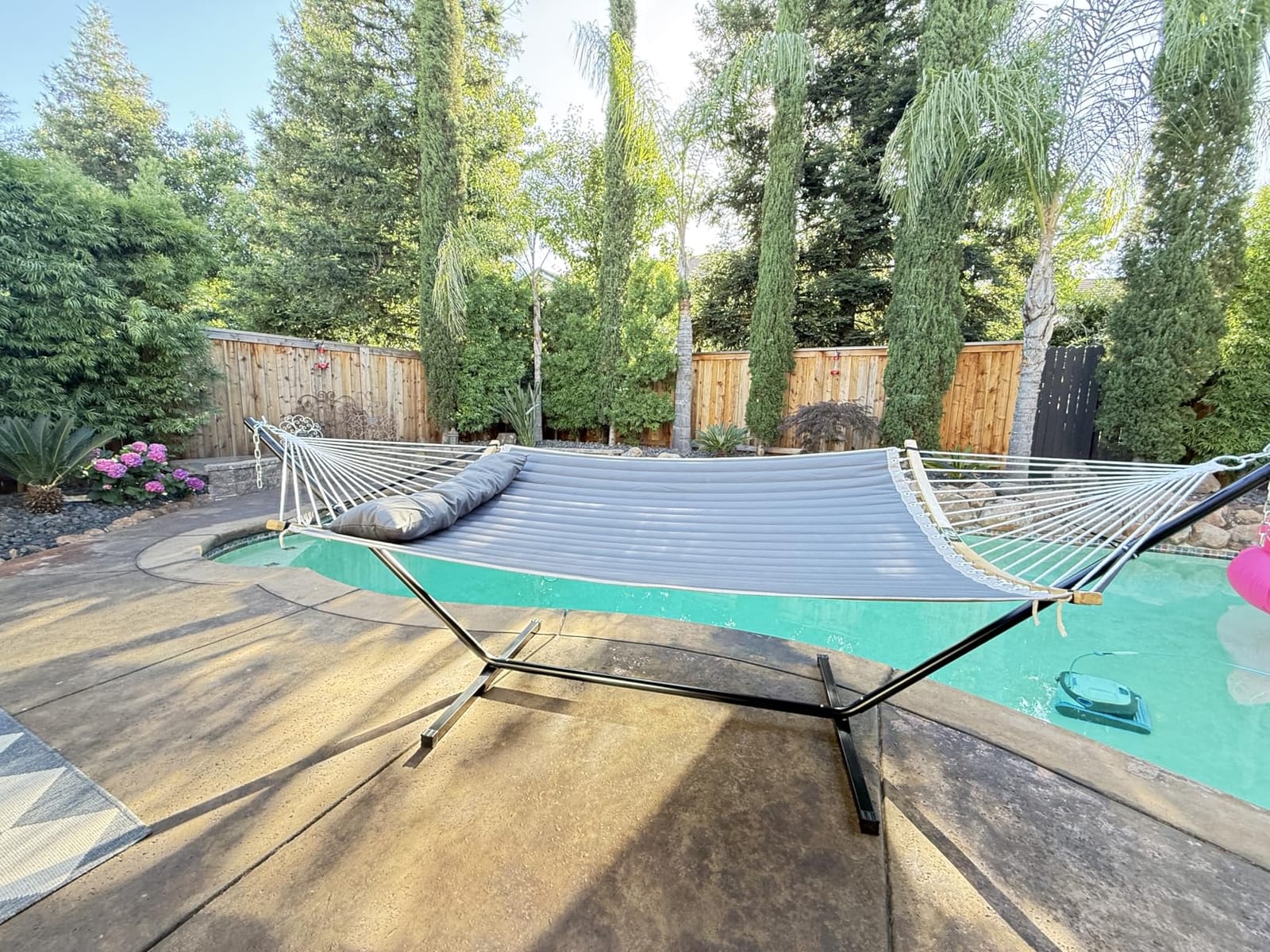 SUNCREAT Double Portable Hammock with Stand, 2 Person Hammock with Curved Spreader Bar, Balance Ropes Included, Dark Gray | 2 Person Hammock with Curved Spreader Bar, Balance Ropes Included customer photo 2