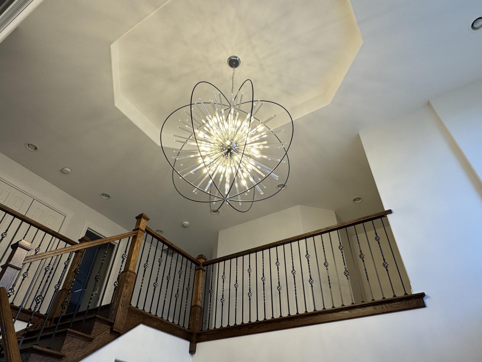 Vezzio Modern Black Crystal Chandelier for Entryway Foyer High Ceiling | D27