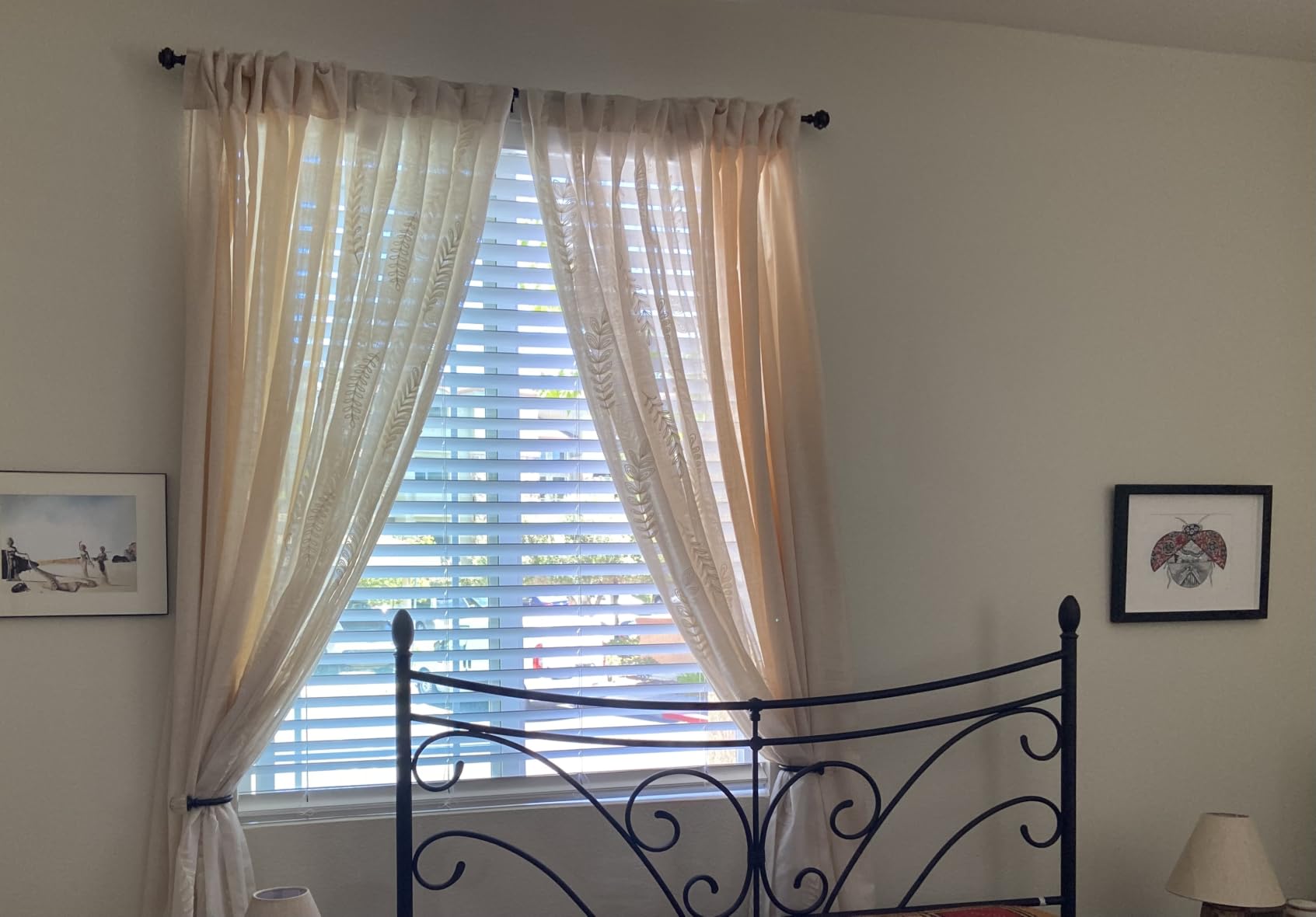 2 Panels Set Cream Linen Curtains 108 inches Long for Living Room Extra Long Back Tab Curtains Neutral Farmhouse Light Filtering Semi Sheer Linen Drapes Ceiling to Floor for Large Window Ivory 9 FT customer photo 2