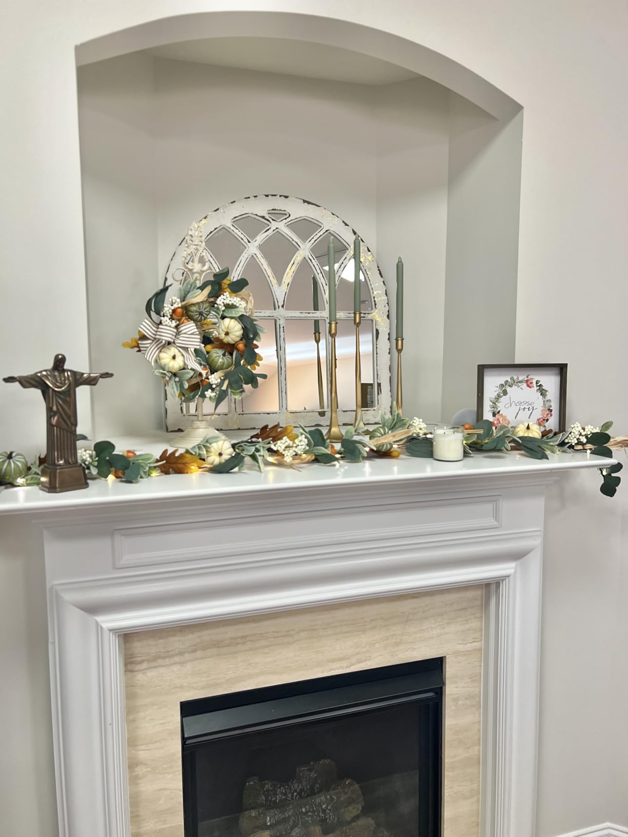 Valery Madelyn 20'' Fall Wreaths for Front Door with LED Lights | Farmhouse Autumn Wreath with White Pumpkins Bow for Home Porch Thanksgiving Harvest Table Centerpiece Decorations customer photo 1