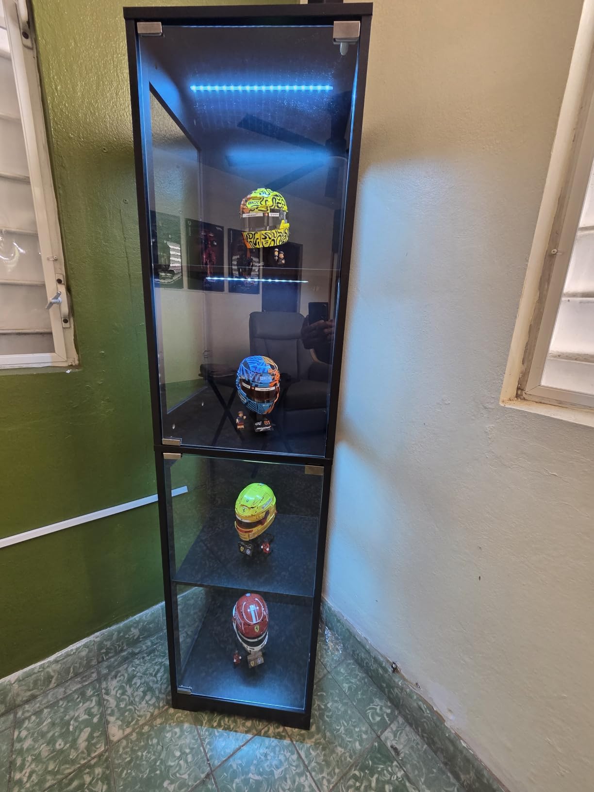 BROTTAR Glass Display Cabinet, Display Case for Collectibles, Black | 4-Tier Curio Cabinets with 3 Color Lights & Human Body Sensor, Storage Cabinet with Glass Door customer photo 2