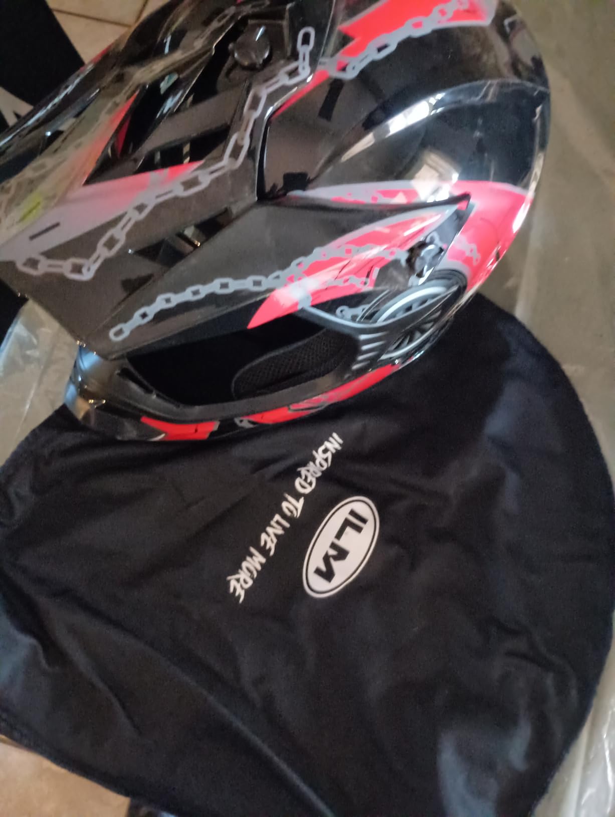 ILM Adult Dirt Bike Helmets Motocross ATV Dirtbike BMX MX Offroad Full Face Motorcycle Helmet, DOT Approved Model 128S (Matte Black, Adult-L) customer photo 1